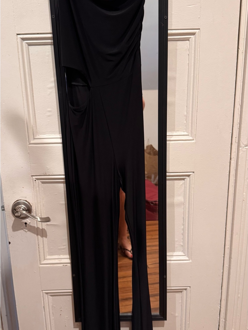 Black Draped Wide-Leg Jumpsuit